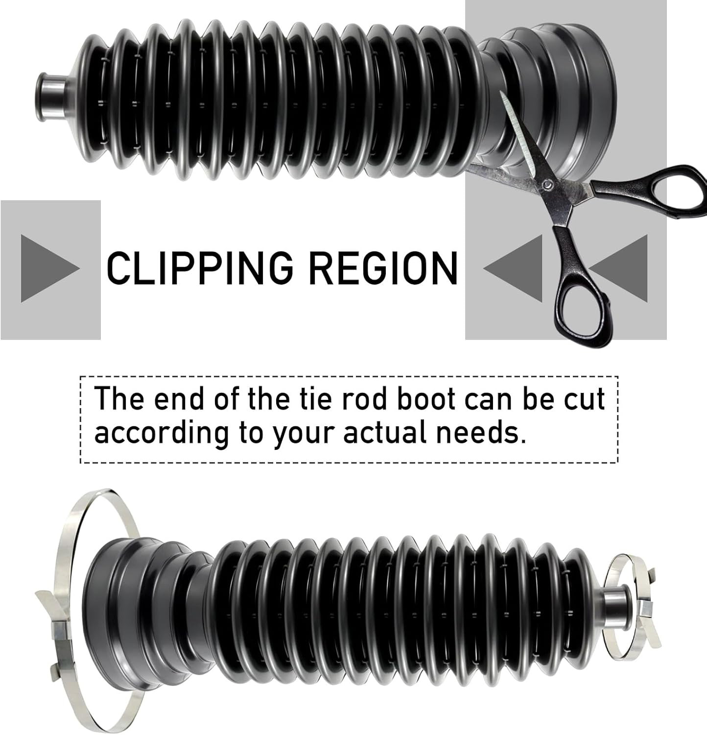 Upgrade 2PCS Tie Rod Boot Rack and Pinion Boot Kit,Thickened Neoprene Rubber Mat
