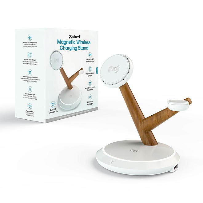 Atomi AT2519-QI2-CHARGE STAND Qi2 Magnetic Wireless Charging Stand, White