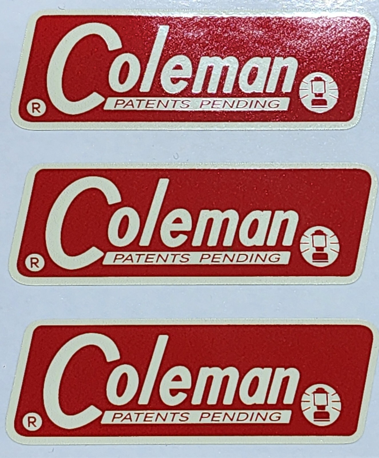 (3) NEW COLEMAN 502/220F/228F PATENTS PENDING STOVE LANTERN REPLACEMENT STICKERS