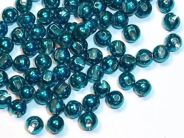 20 METALLIC BLUE TUNGSTEN SLOTTED BEADS Fly Tying 6 Sizes to Pick From