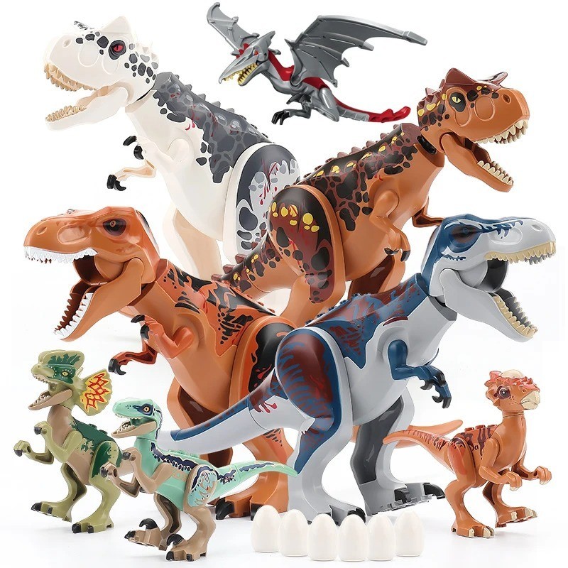 Jurassic Dinosaur Building Blocks T-Rex Velociraptor Triceratops Toy