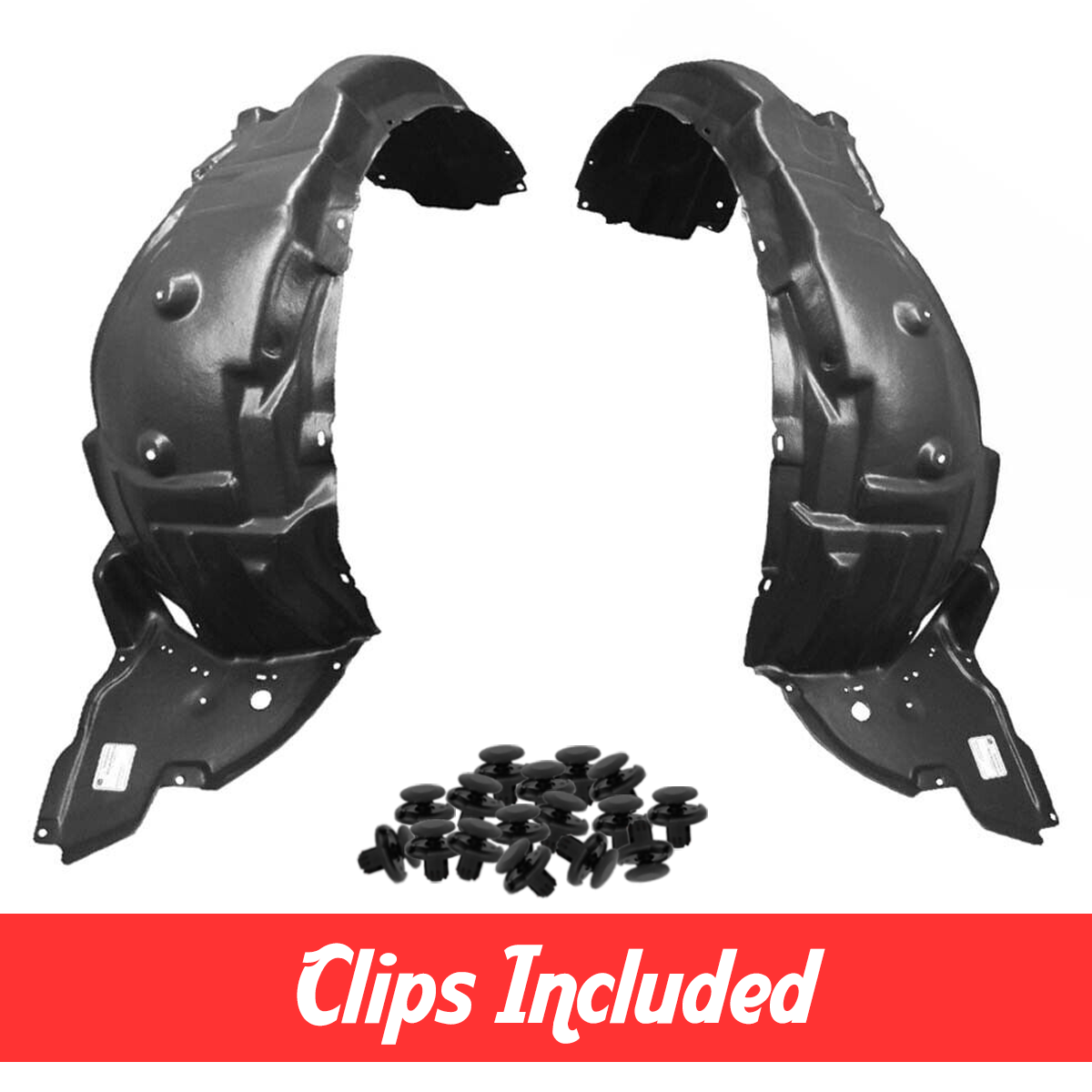 Front Left & Right Fender Liner Set w/ Clips For 2009-2010 Lexus IS250 IS350