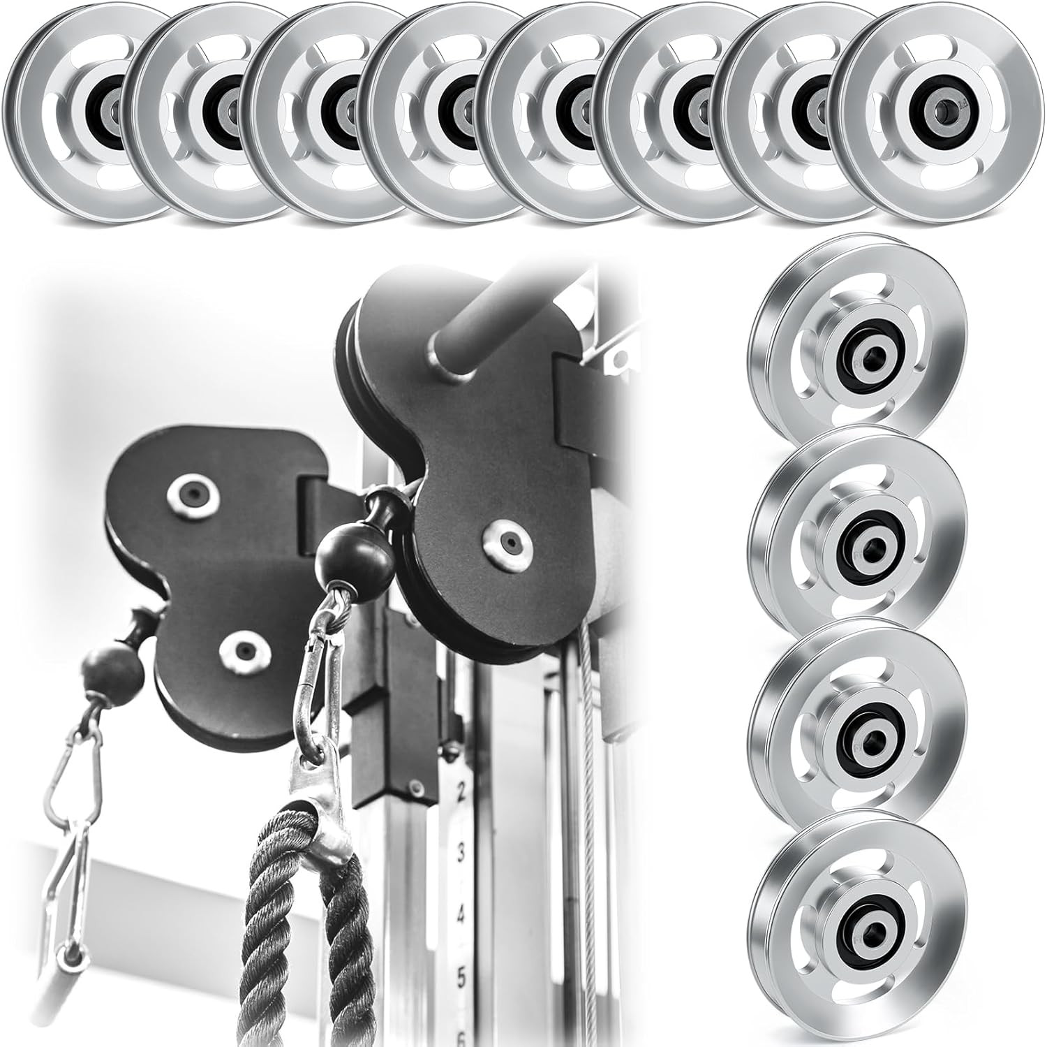 2-14 Pcs Aluminum Cable Pulley Wheel 90/95Mm | Fits Home Gym Cable Systems and P