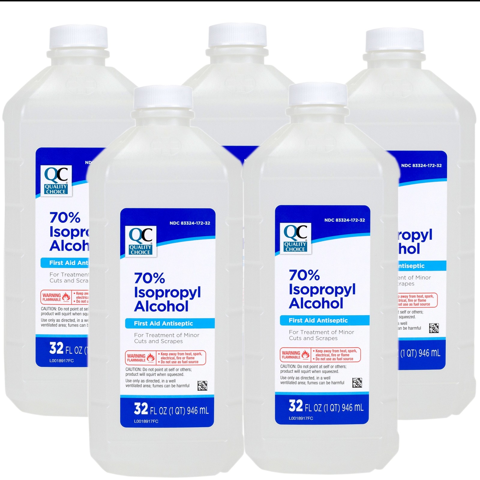 Quality Choice 70% Isopropyl Alcohol First Aid Antiseptic, 32 FL OZ - 5 Pack