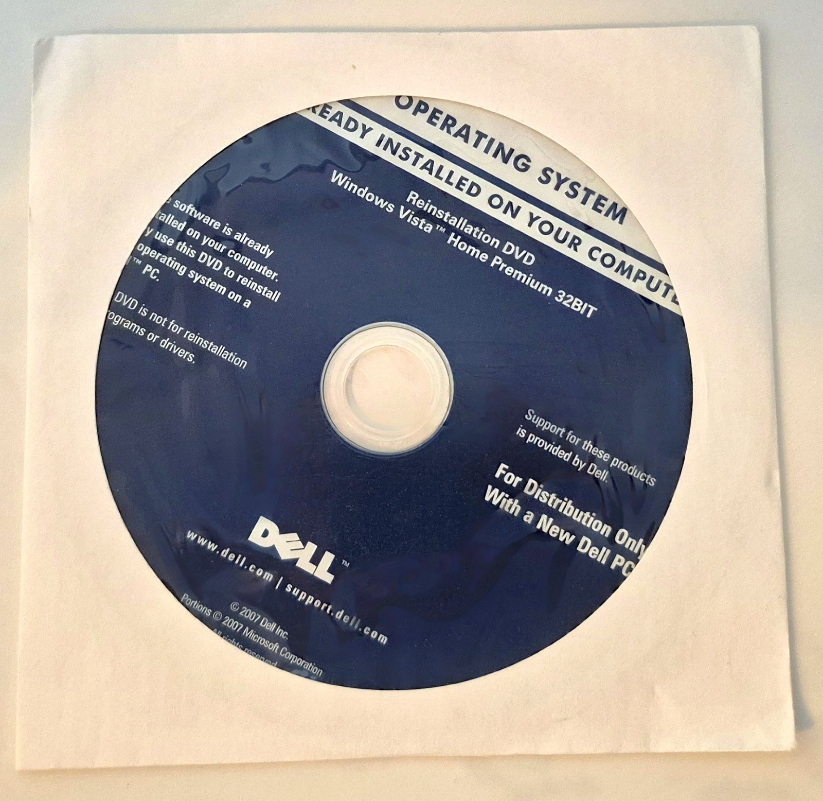 Dell Windows Vista Home Premium 32BIT Reinstallation DVD - SEALED