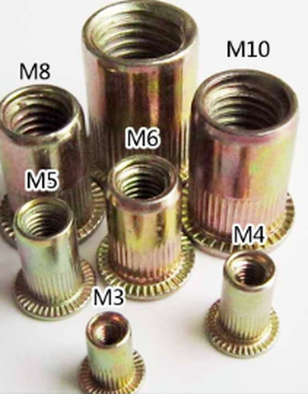 100PCs Rivet Nut Insert Rivnut Nutsert Screw Flat Head Metric Threaded Blind