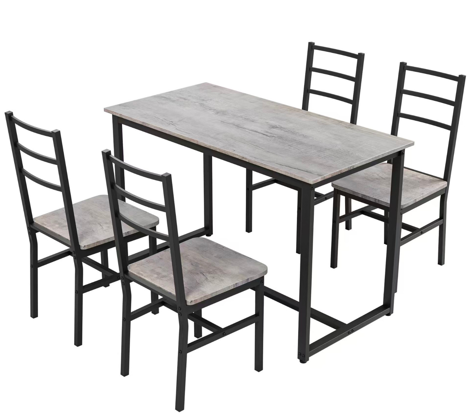 Farmhouse 4-Piece Dinette Set Mid-Century Modern Table 4 Chairs