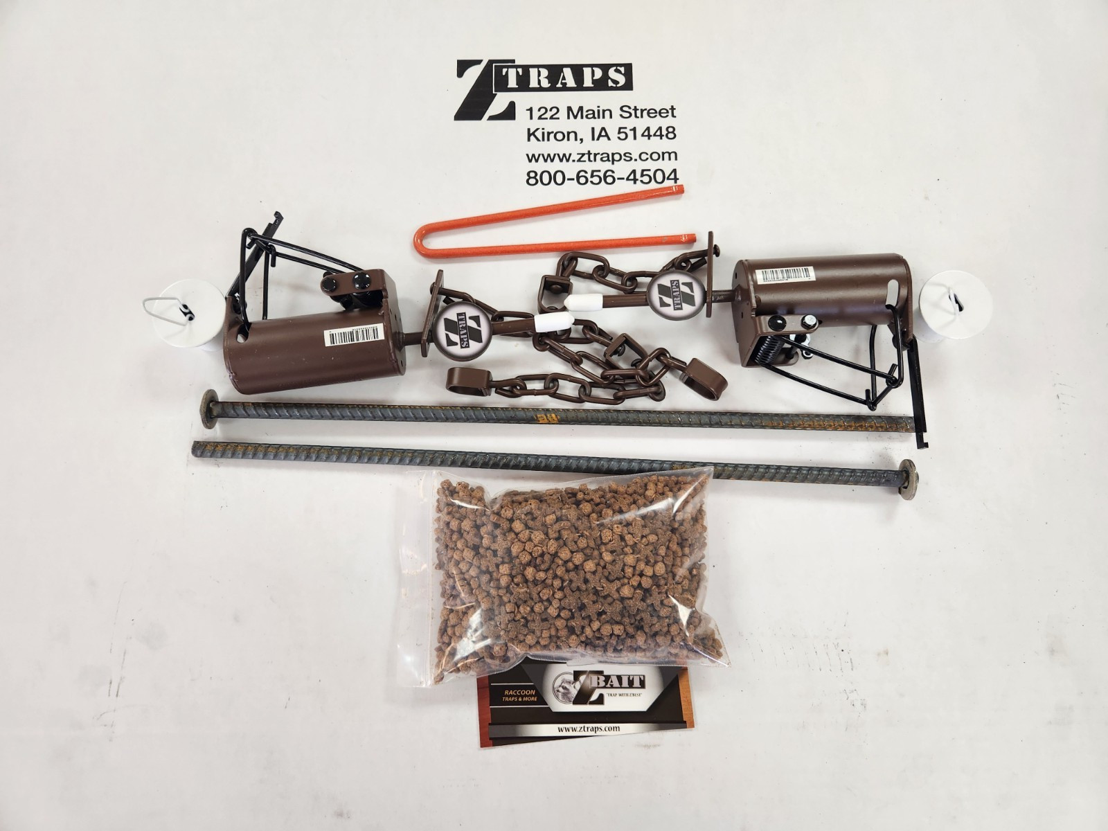2 RACCOON TRAP KITS ,ZTRAPS 2 TRAPS 1 SETTER 2 STAKES 2 ZCAPS & 1 BAG OF ZBAIT.