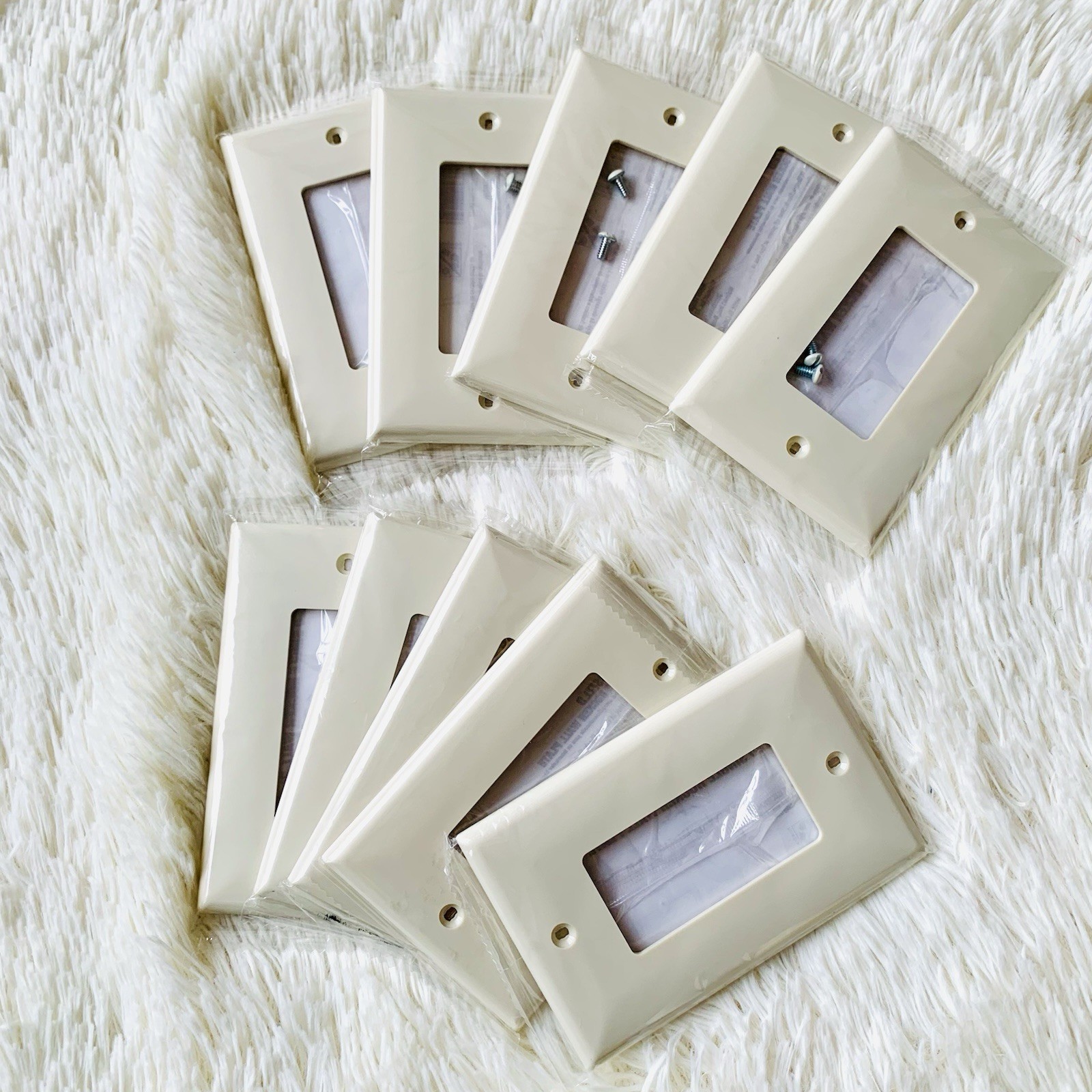 lot of 10 Hyper Tough Oversized Single Rocker Wall Plate, Light Almond