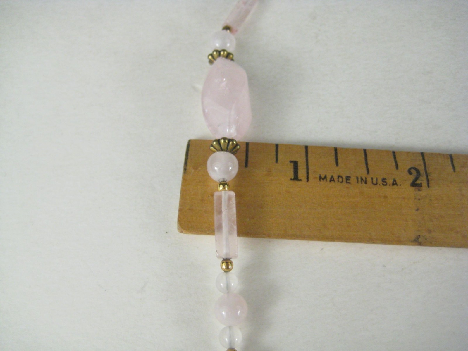 Handcrafted Rose Quartz Stone Bracelet Gold Tone Beads