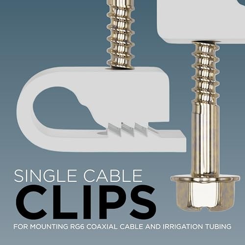 - Single Coaxial Cable Clips, Cat6, Electrical Wire Cable Clip, 10 Pack White