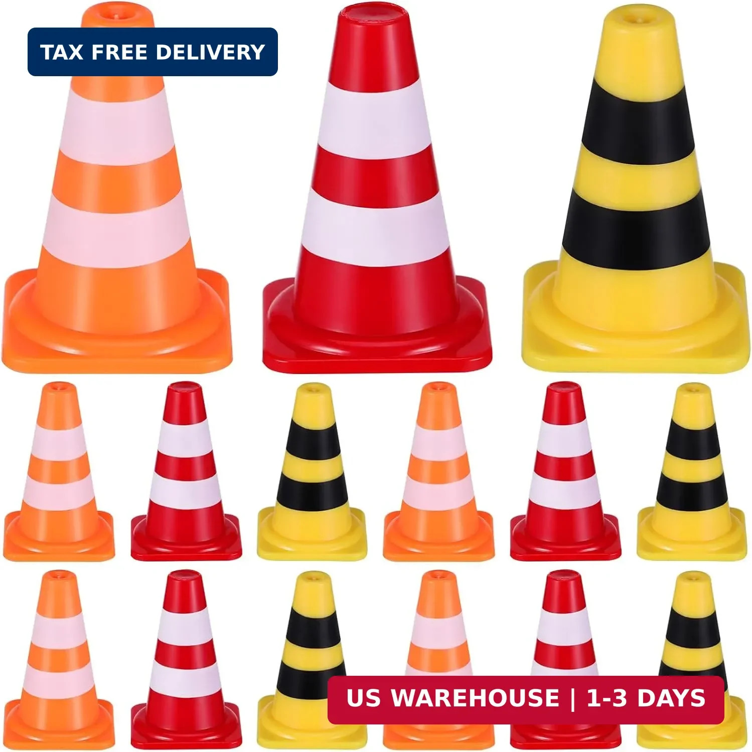 NUOBESTY 30pcs Mini Plastic Traffic Cones, Tiny Simulation Safety Training Roadb