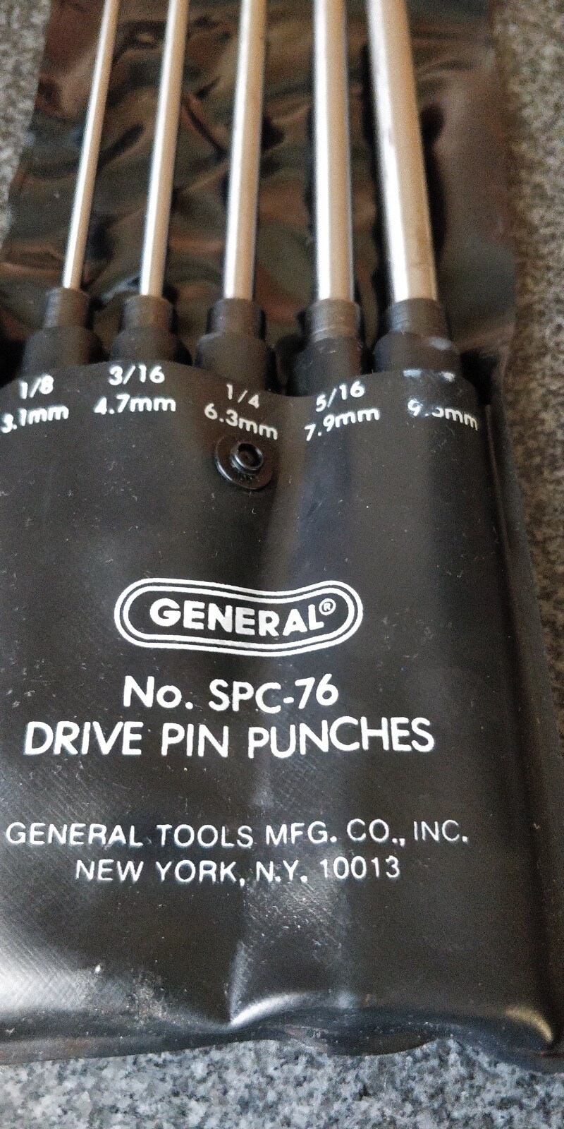 GENERAL SPC-76 DRIVE PIN PUNCHES w/PLASTIC CASE