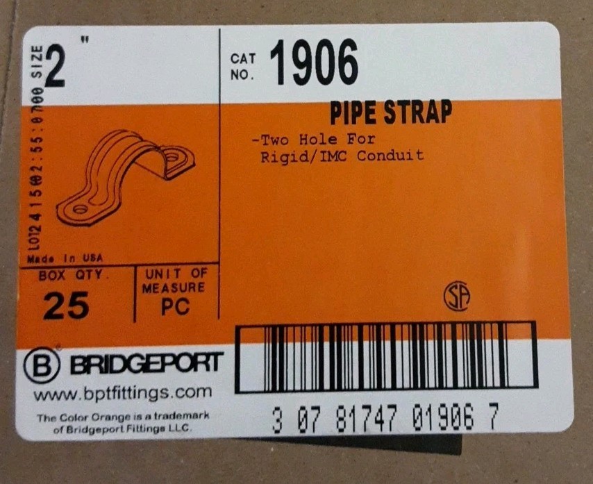 BRIDGEPORT 1906 2" 2-HOLE RIGID/ IMC STRAP - BOX OF 25