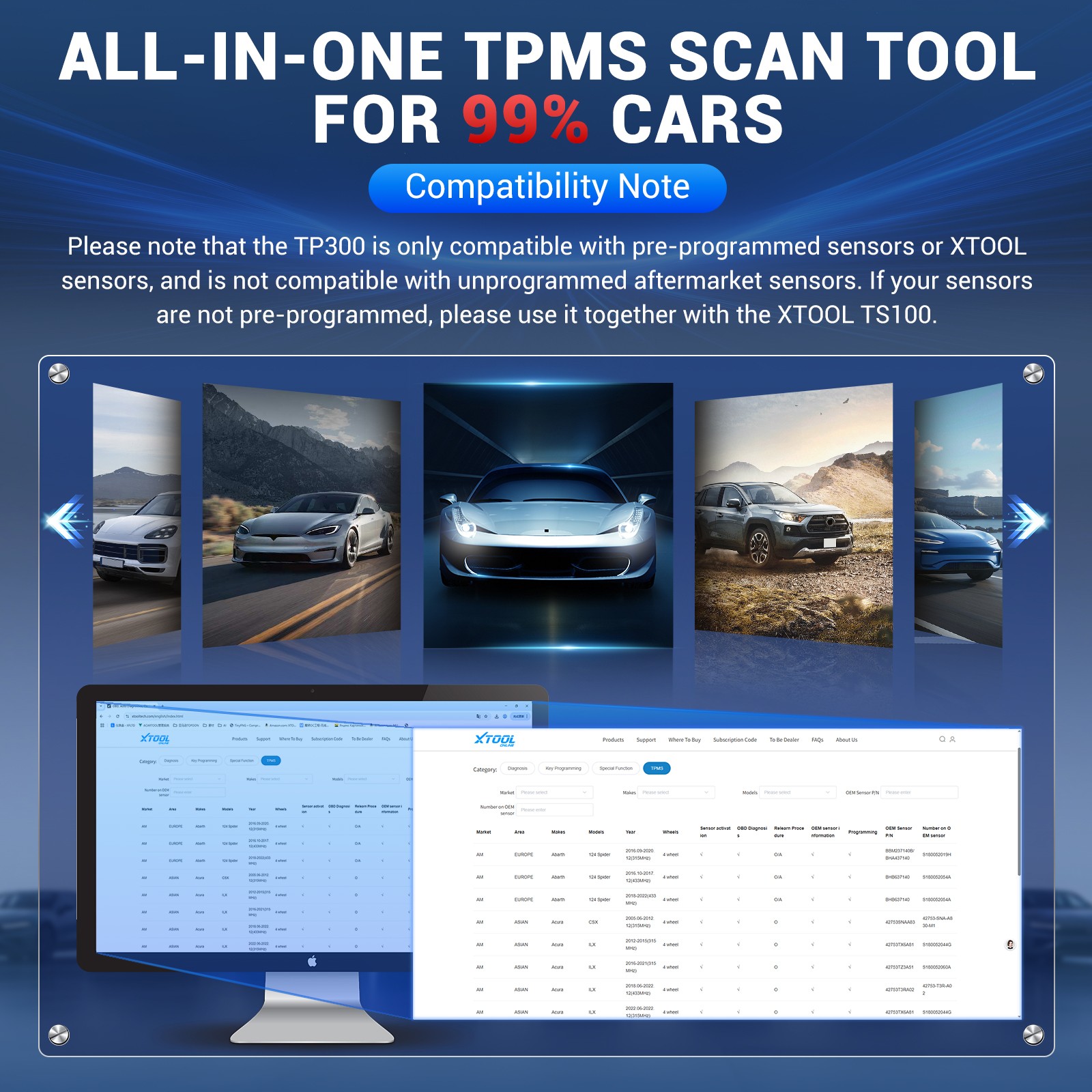 XTOOL TP300 TPMS Sensor Relearn TS100 Programming Tool Auto Diagnostic Scanner