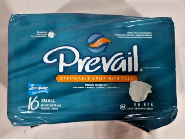 PREVAIL BREATHABLE BRIEFS DIAPERS WITH TABS SIZE SMALL 20"-31" 16 CT. BRAND NEW