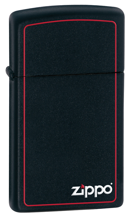Zippo Windproof Slim Black Matte Lighter W/Zippo Logo & Border 1618ZB New In Box