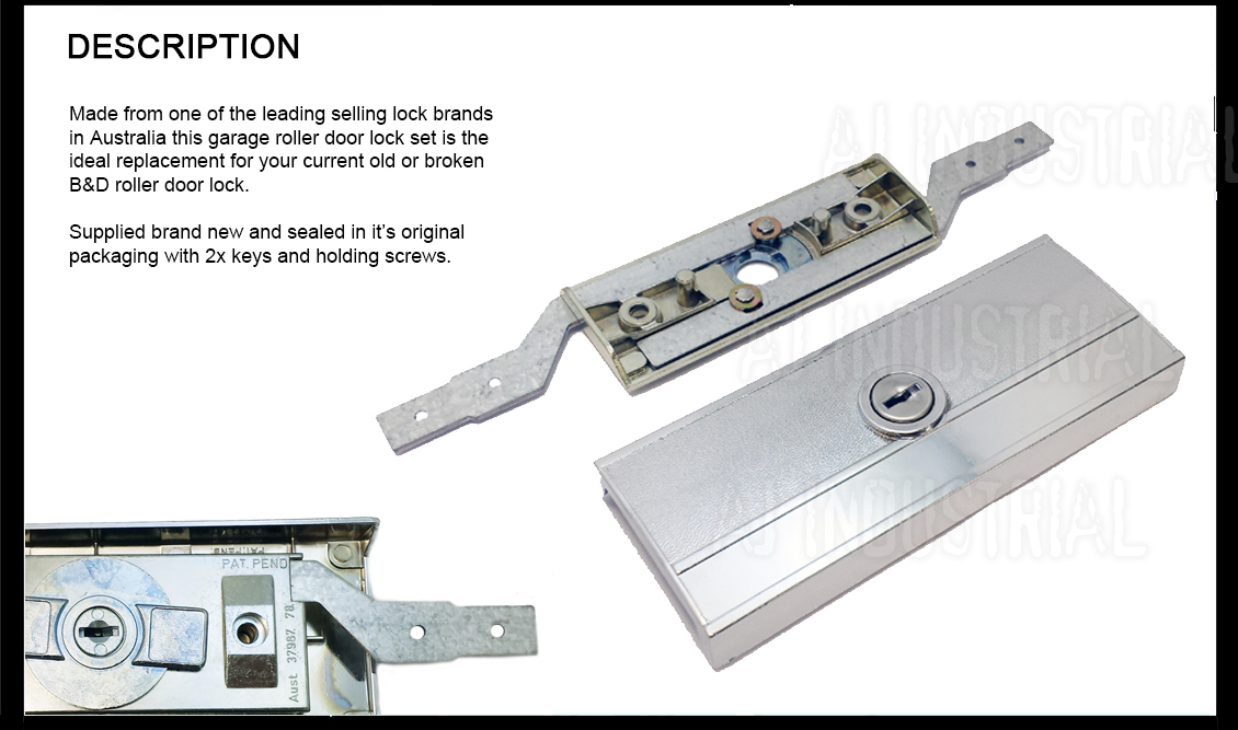 Garage ROLLER DOOR LOCK Set Complete+ Faceplate ( B&D )