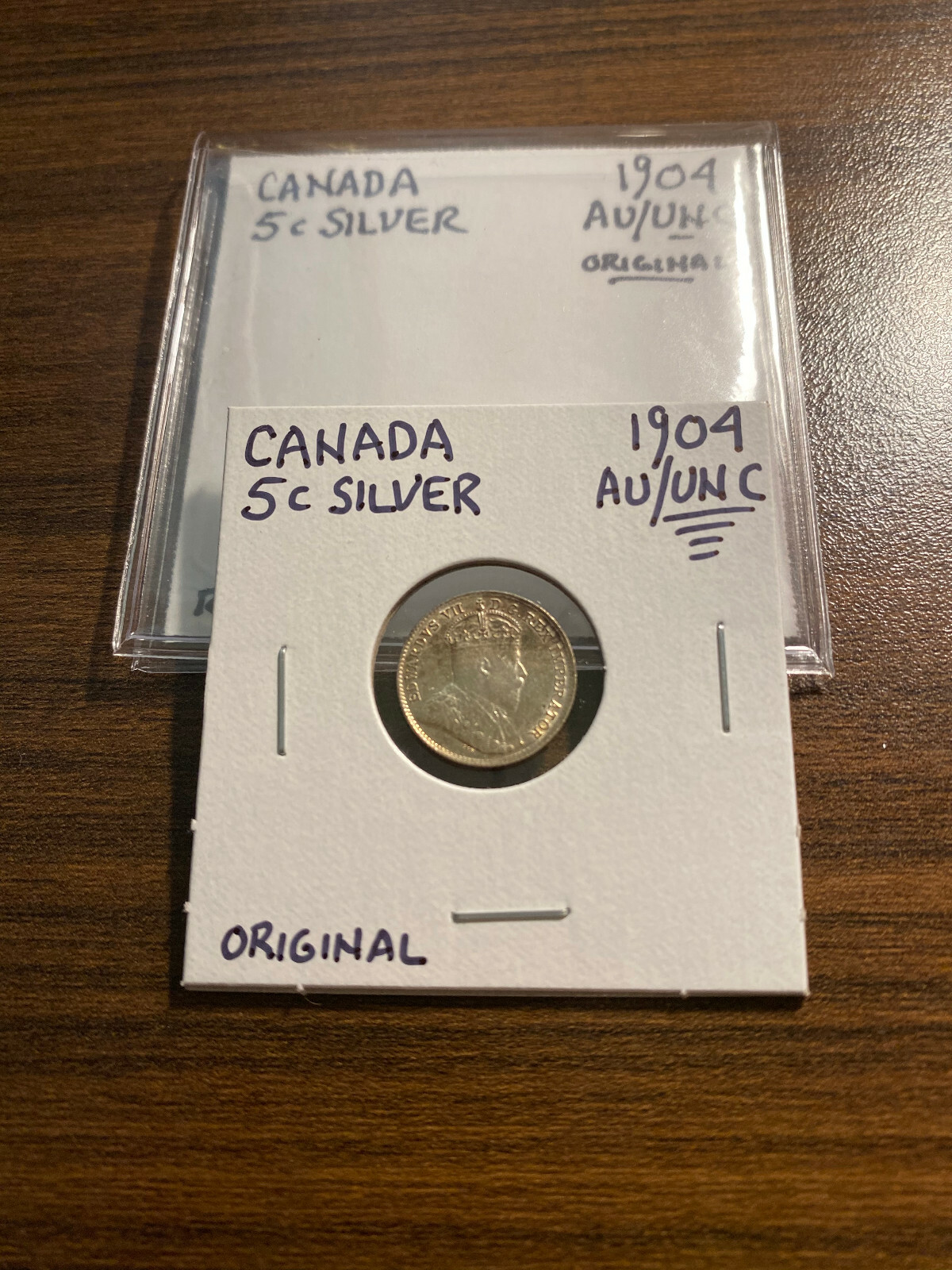1904 CANADA 5C FIVE CENT SILVER EDWARDVS VII ALMOST UNCIRCULATED/UNCIRCULATED
