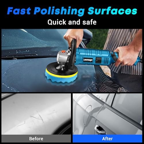 Buffer Polisher Kit for Car - 6/7 Inch Rotary 1600w Polisher Buffer Waxer,7
