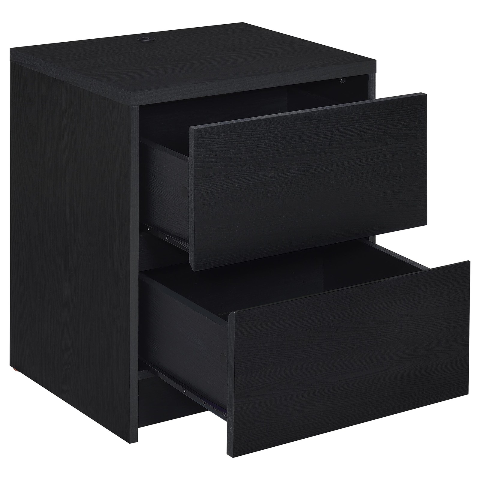 Geary Black 2-drawer Nightstand LED Lights and USB