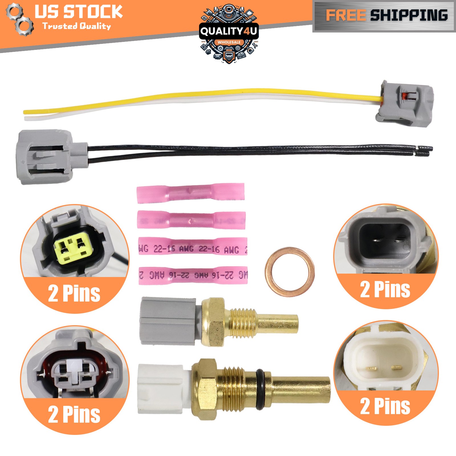 For Toyota SUPRA PASEO 92-01 Radiator Coolant Fan Switch & Temp Sensor W/ Plugs