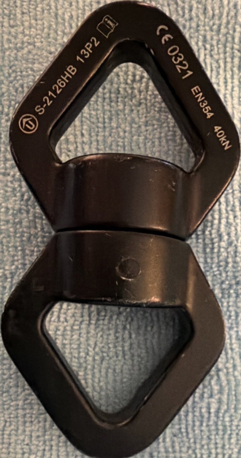 S-2126HB 13P2 D Shape Climbing Swivel CE0321 EN354 40kN Black Used