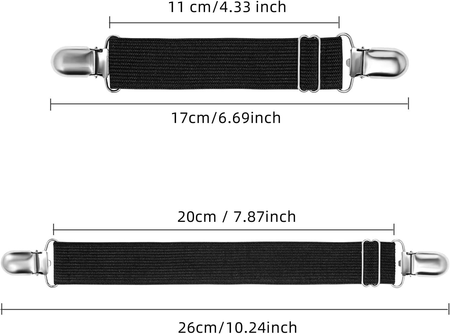 Adjustable Boot Straps Pant Stirrups Clips Large, Black
