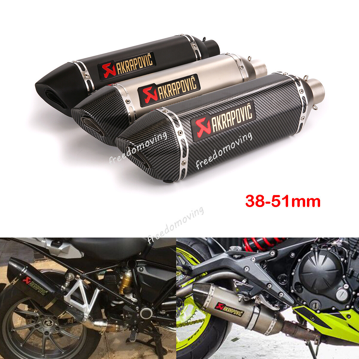 470mm Motorcycle Universal Exhaust Muffler Vent Tip With DB Killer For Dirt Bike