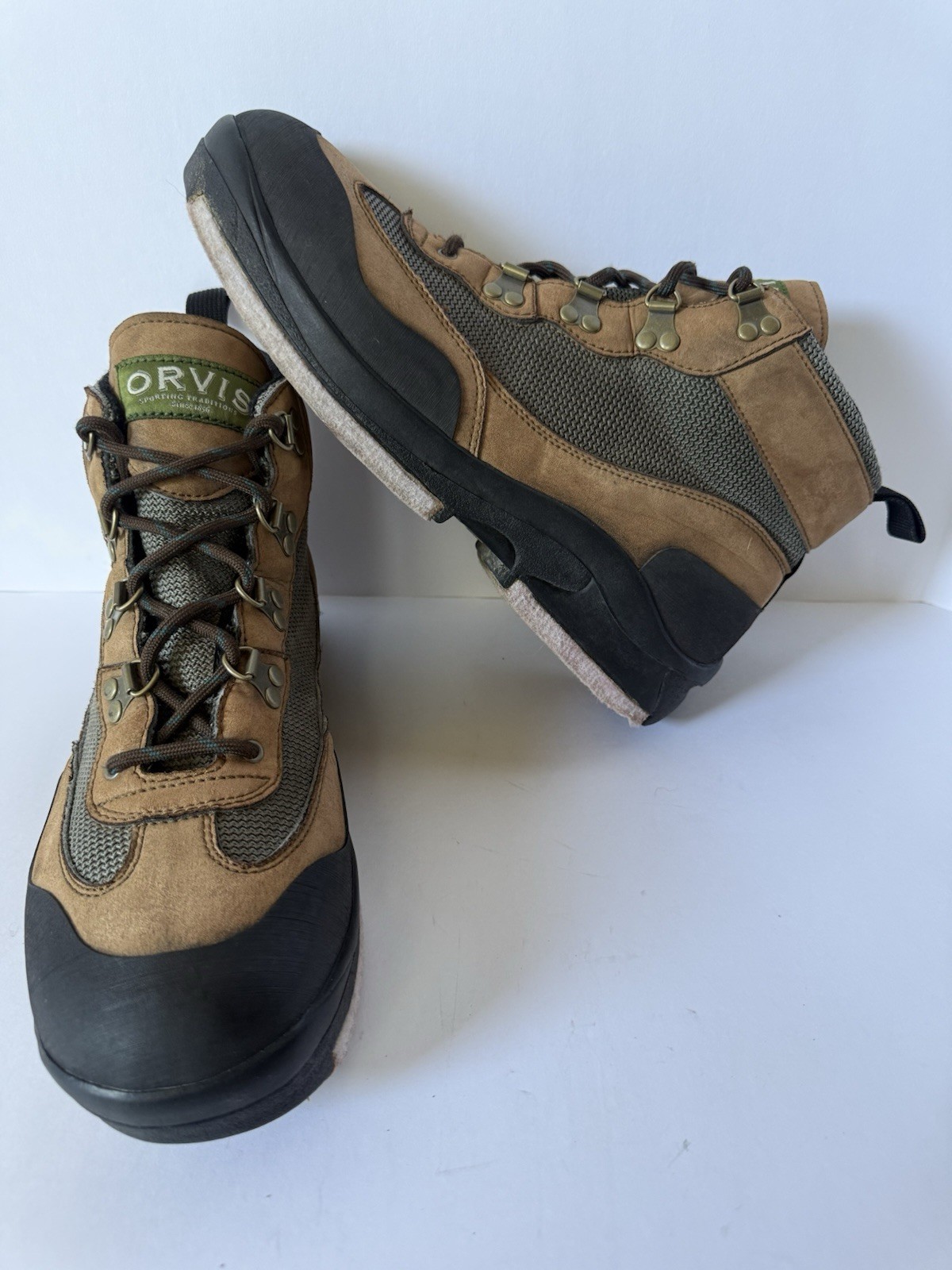 Orvis Wading Boots Mens Sz 11-11.5 Felt Bottom Fly Fishing Shoes Brown