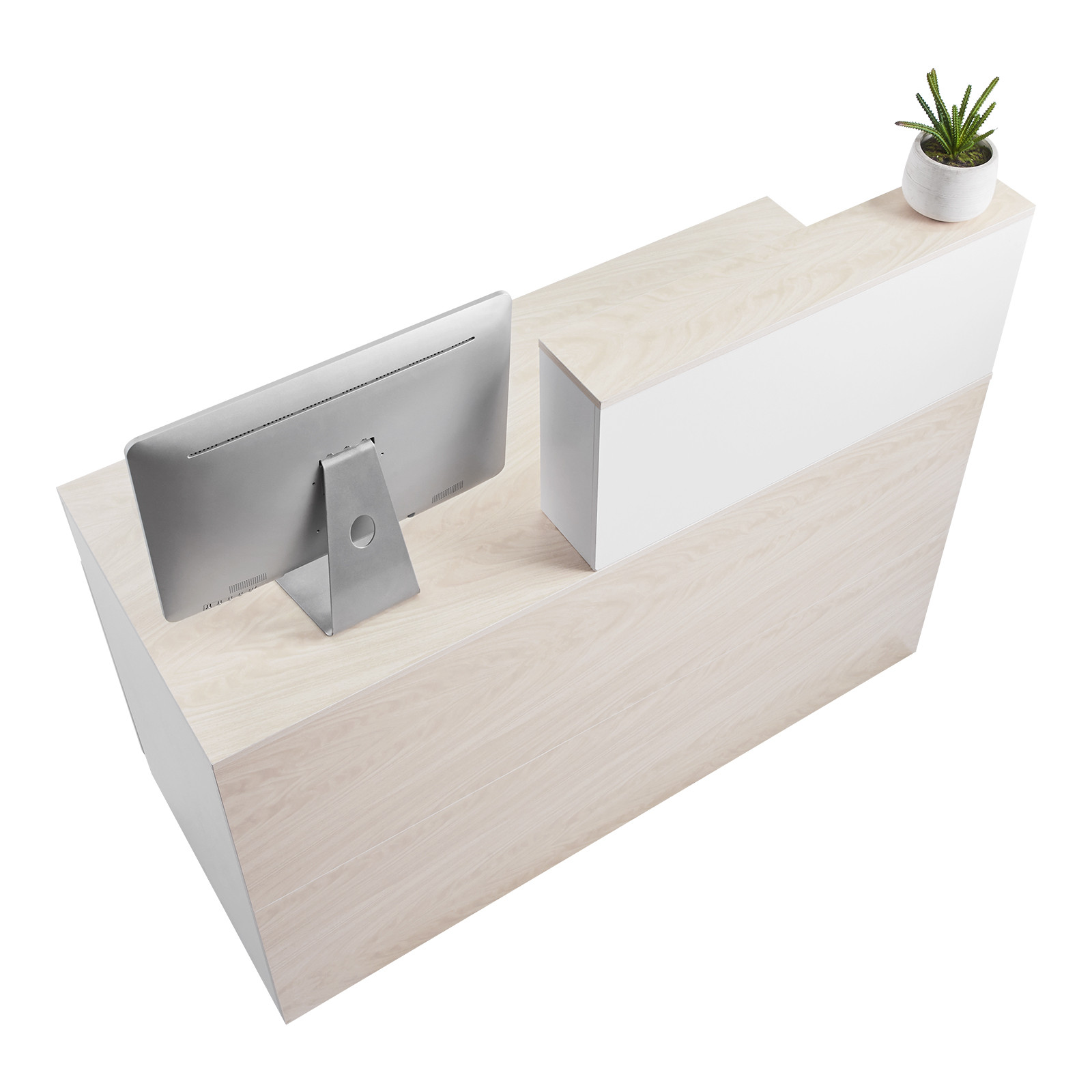 Reception Desk Rectangular Front Counter Table 55.12 in Wood Office Table