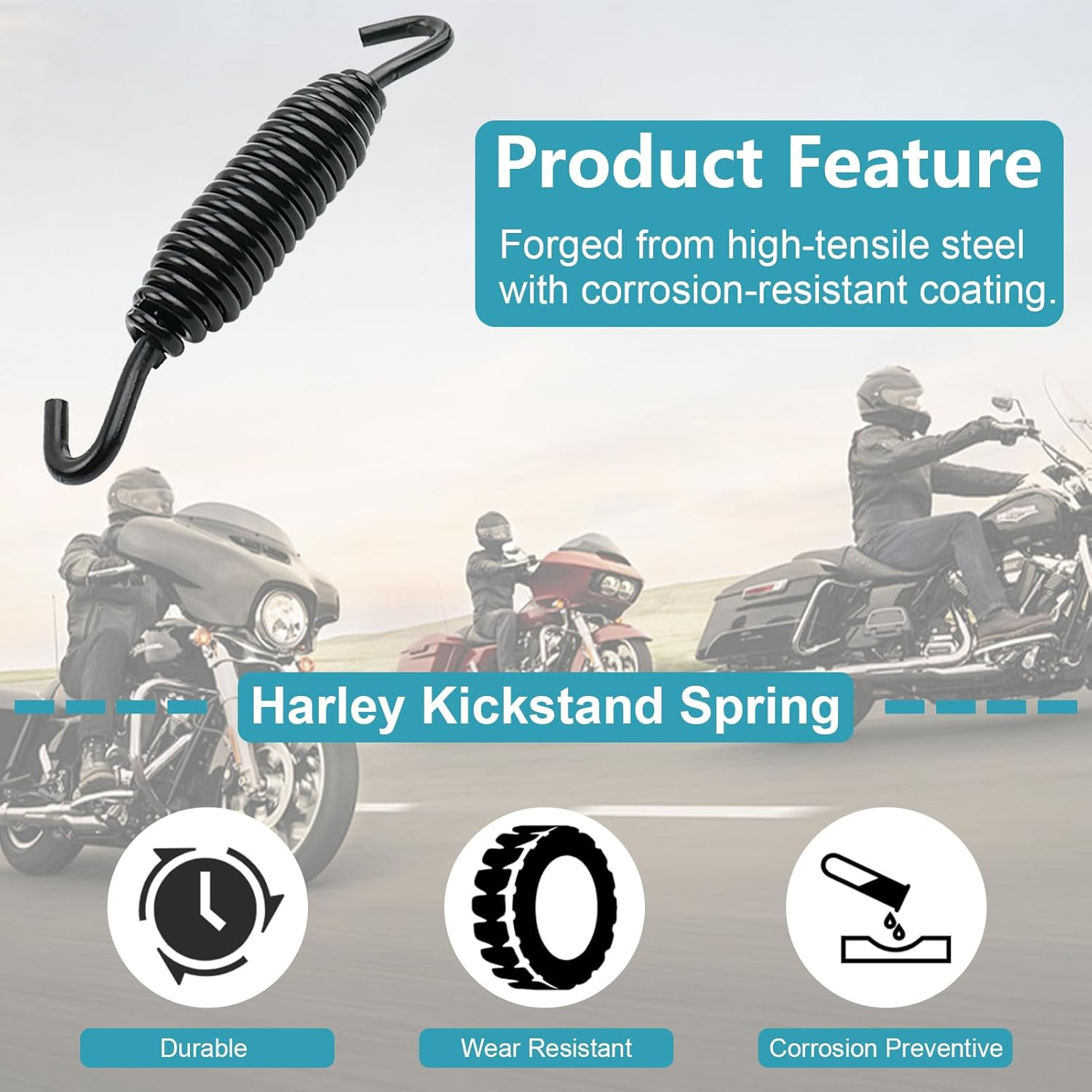 1 Pack Kickstand Spring, High-Carbon Steel Motorcycle Kickstand Spring for Harle