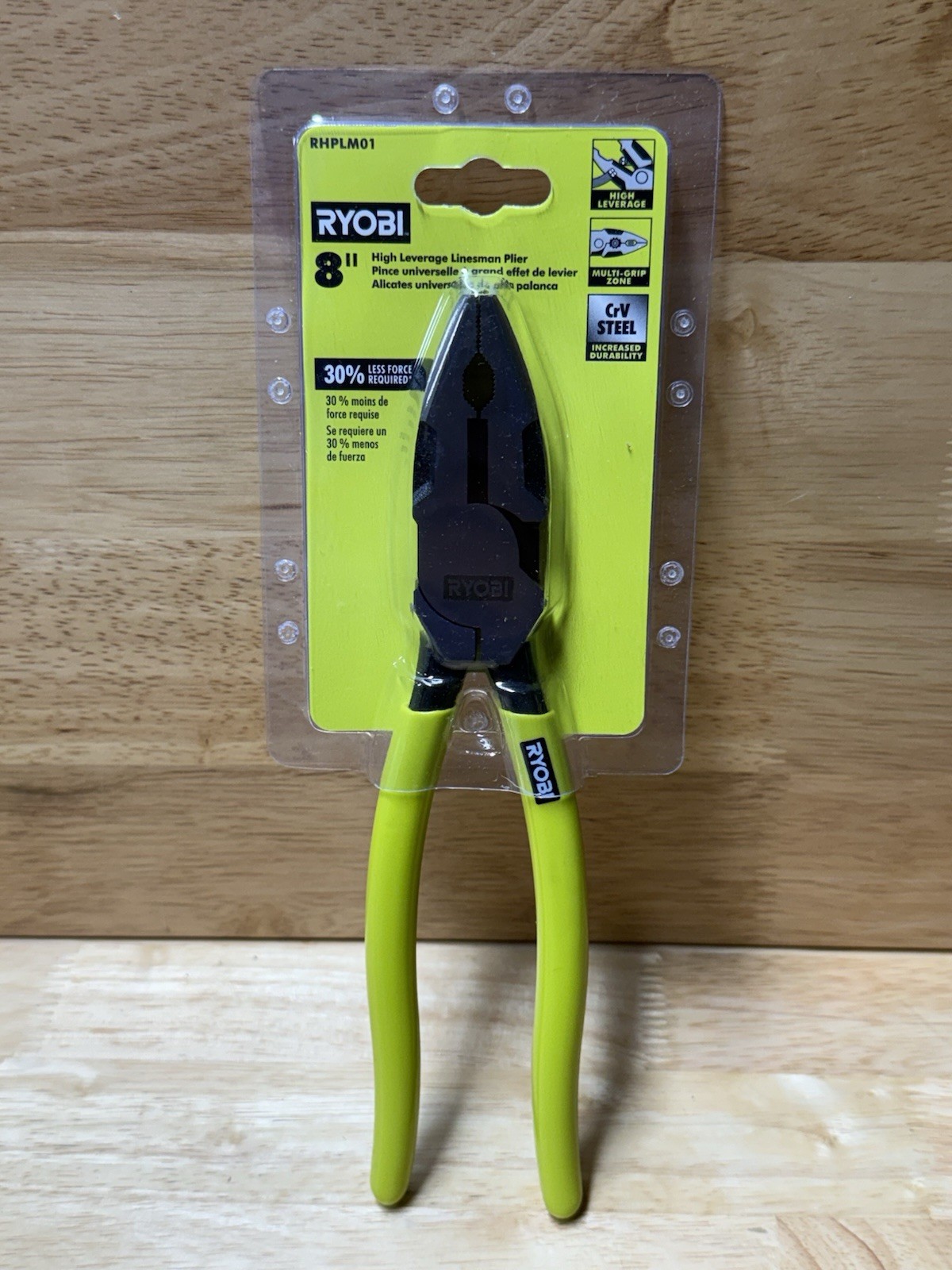 NEW!! Ryobi 8” Linesman Pliers High Leverage CrV Steel Comfort Multi-Grip Zone