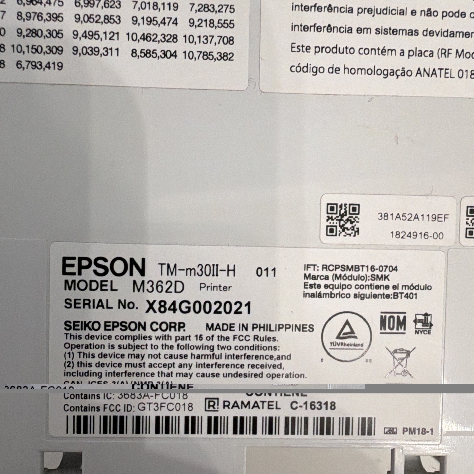 Epson TM-m30II-H M362D Thermal POS Receipt Printer USB Android Auto-Cutter