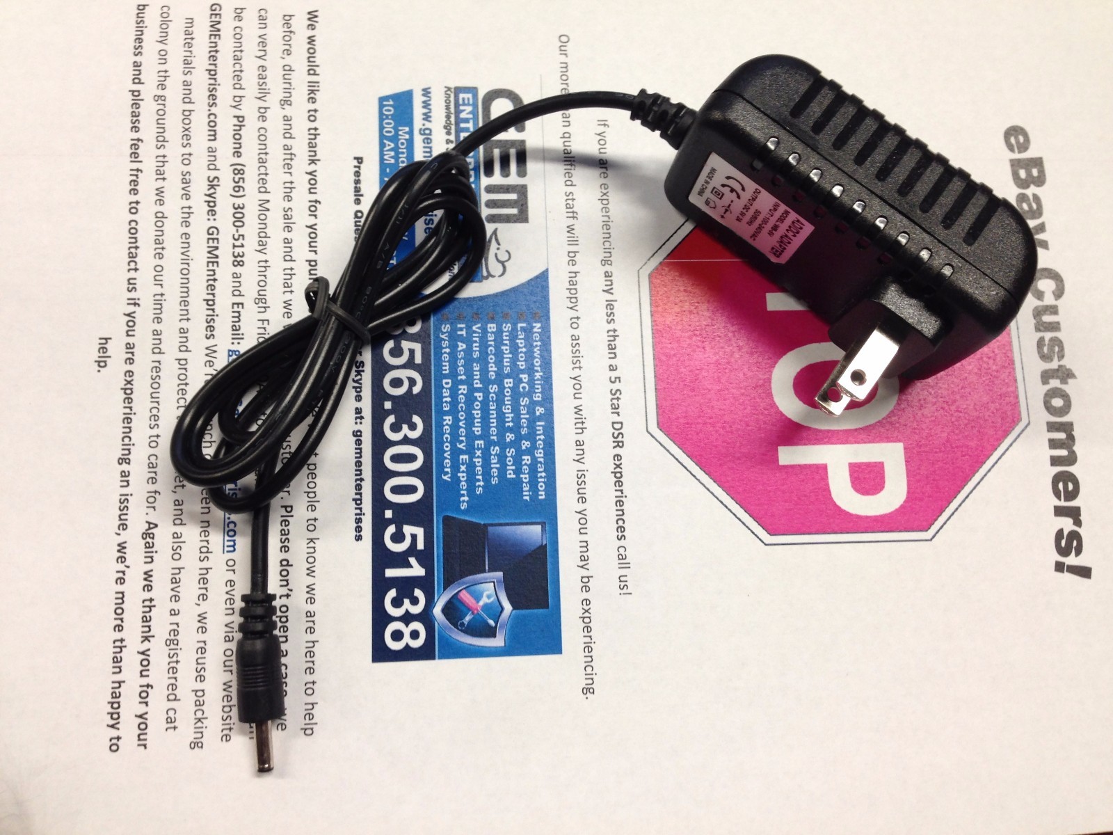 NEW Barrel (standard) AC Adapter 5 V DC  3.4*1.3*9mm (length)+ POS Center 2A.