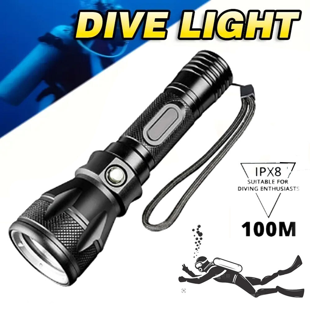 30000LM Scuba Diving Light Underwater LED Flashlight Dive Underwater Lighting US