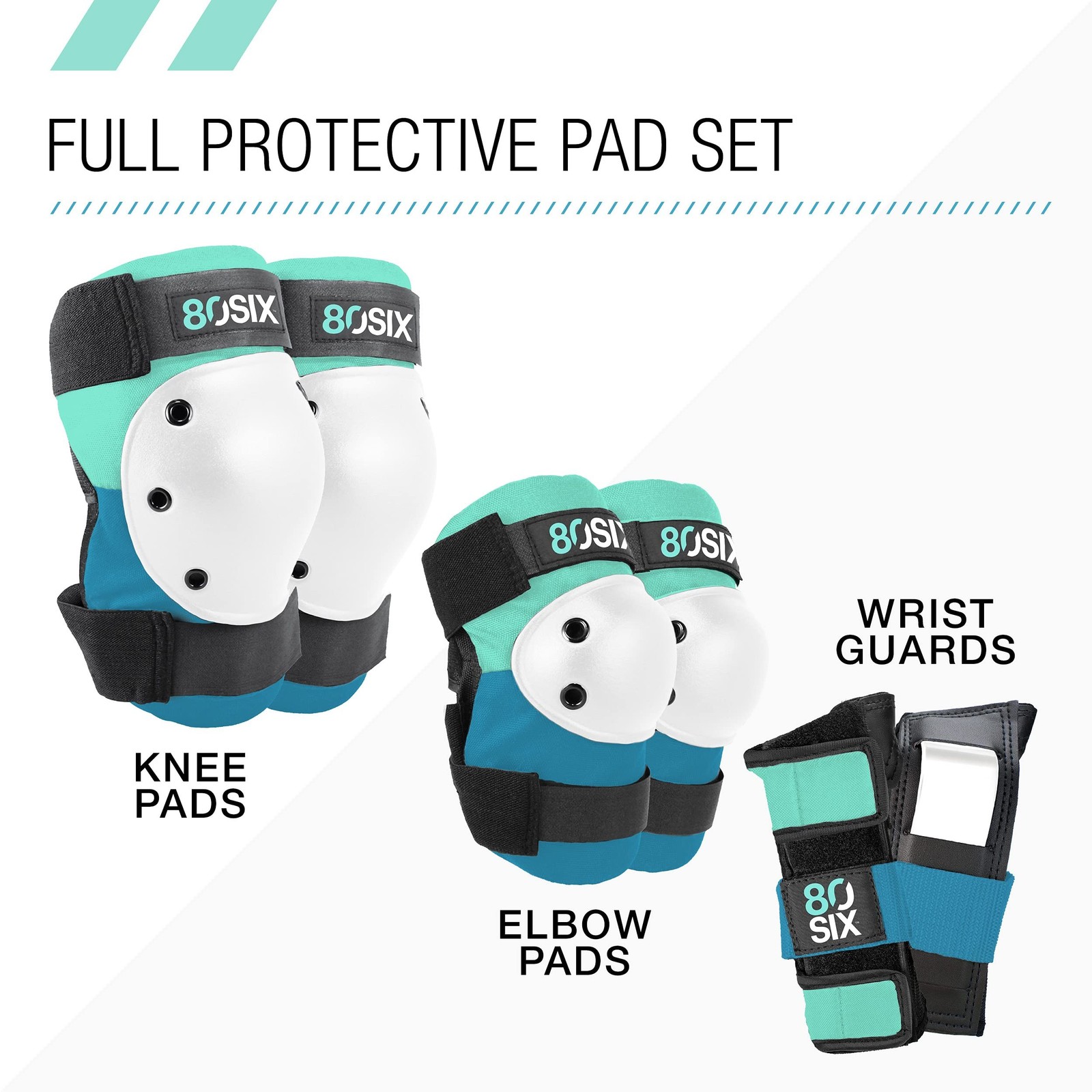 80SIX Multi-Sport Pad Set– Protective Gear for Skateboarding, Biking, Roll