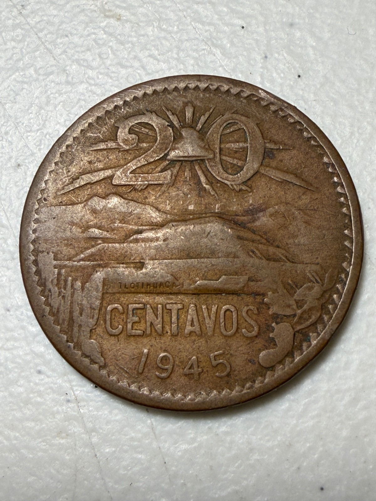 1945 Mexico 20 Centavos coin