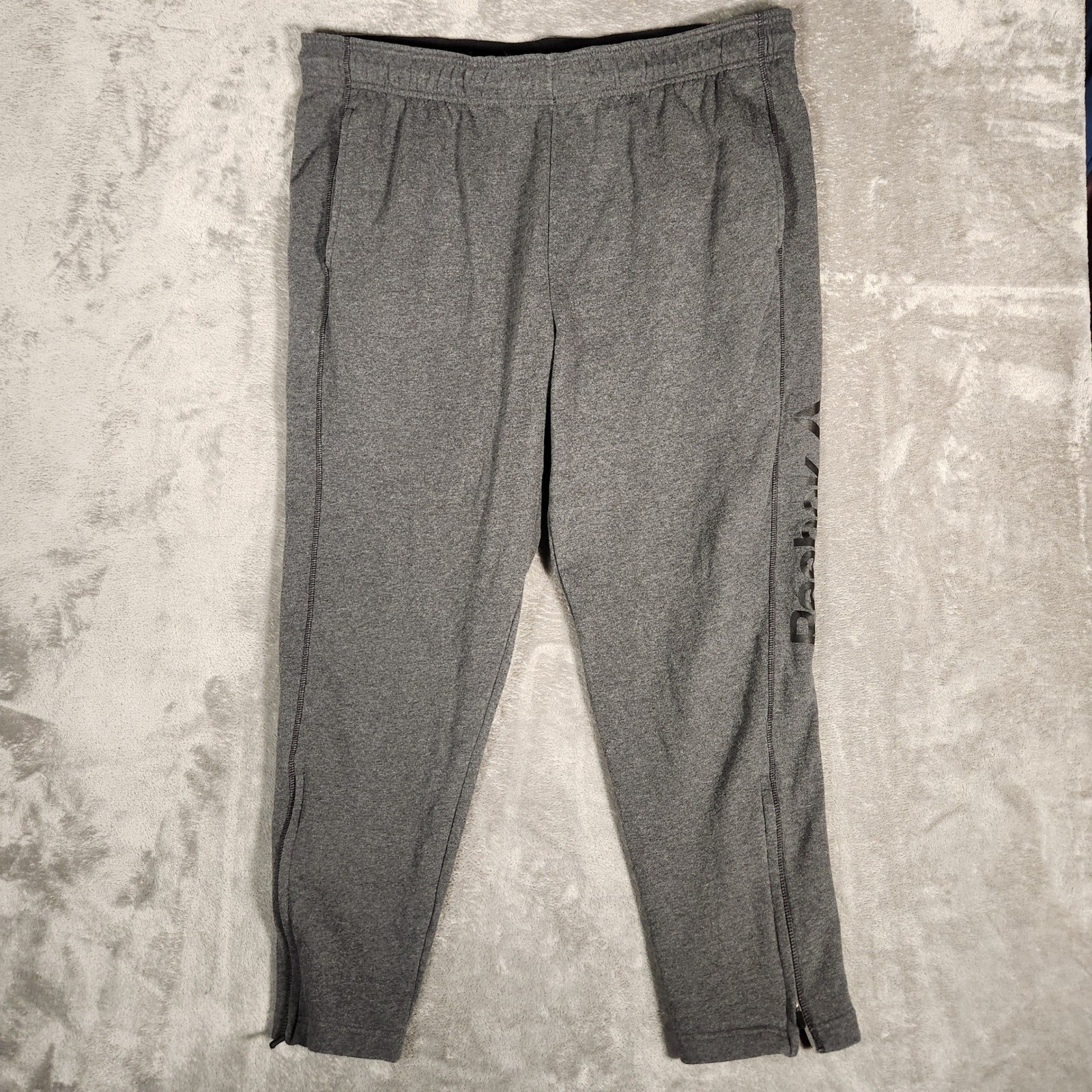 Reebok Sweatpants Men's 2XL Gray Jogger Logo Zippers Athletic Workout