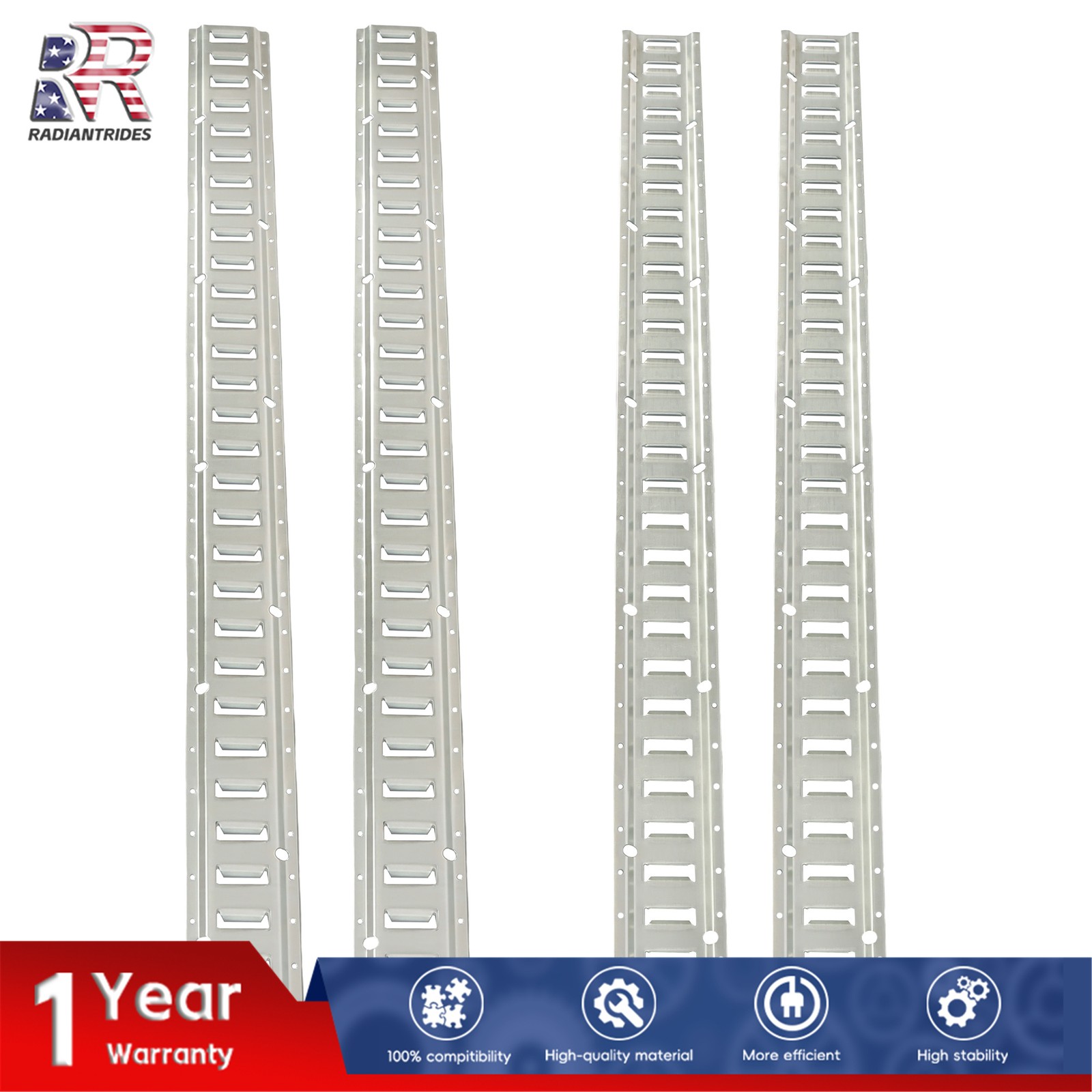 Silver E Track Rail Kit 4 Pieces 5 Foot Length For Utility Cargo Van Tie Down
