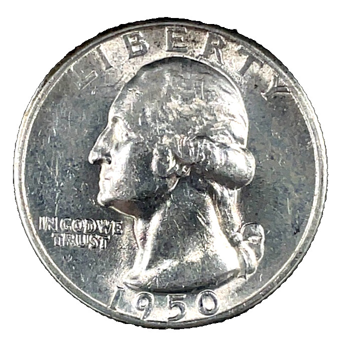 1950-S Silver Washington Quarter GEM BU - Brilliant Uncirculated 25c US Coin #61
