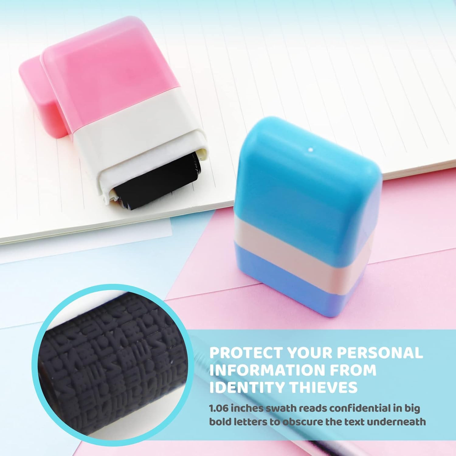 2PCS Identity Theft Protection Roller Stamp Guard ID Privacy Confidential Data