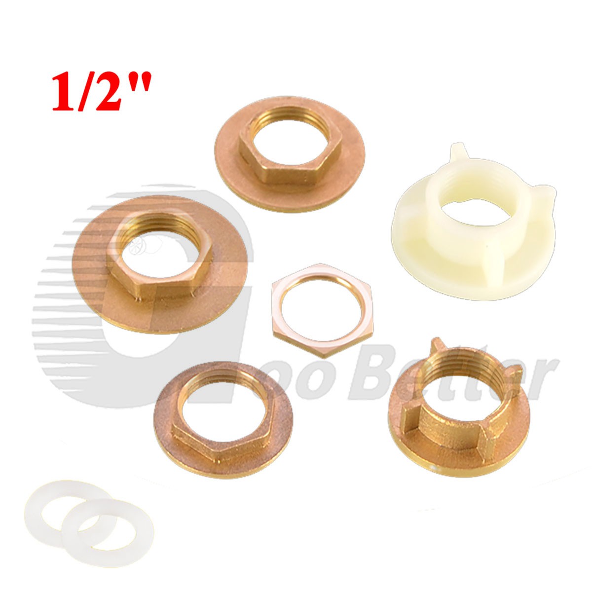 Brass Hex Lock Nut Pipe Fittings 1/2" BSP Female Thread Hex Locknut with Flange
