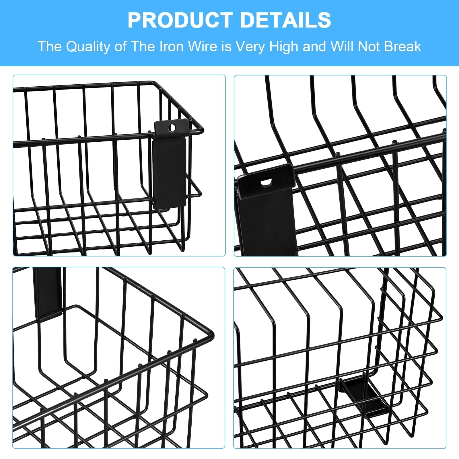 4Pcs Large Slatwall Baskets Set Ventilated Metal Pegboard Baskets Slatwall Ba...
