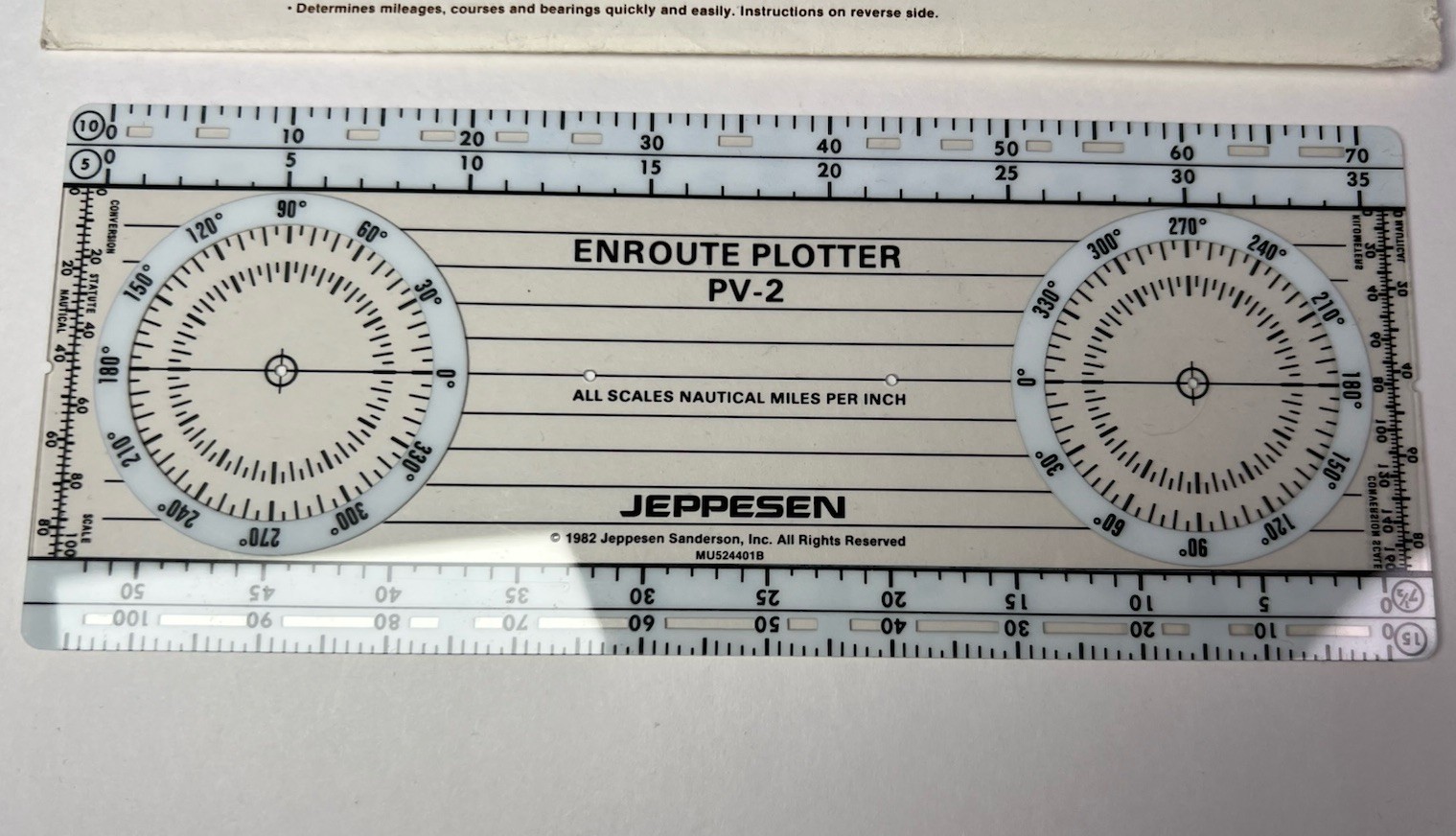 Vintage Enroute Plotter PV-2 Jeppesen 1982 w/ Instruction Envelope USA