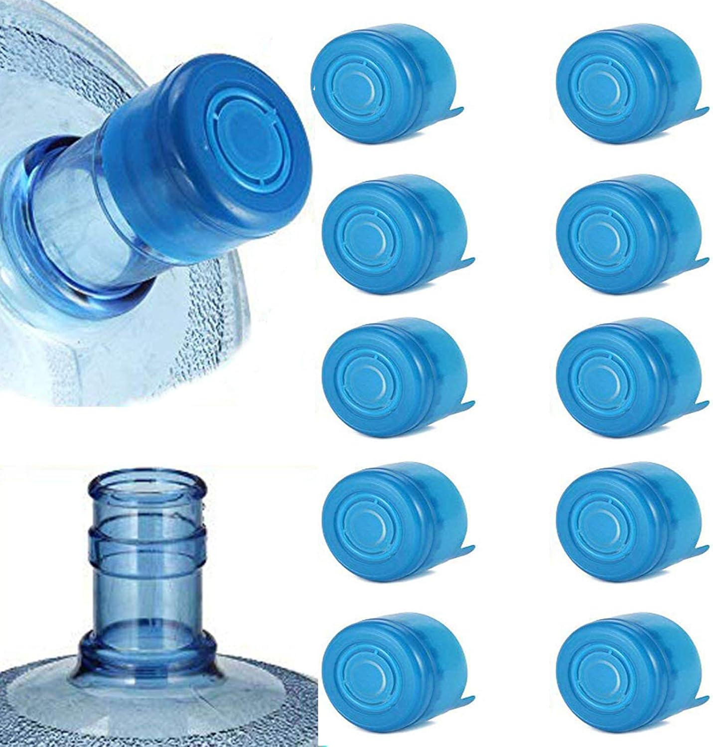 10PCS 55Mm 3 and 5 Gallon Non-Spill Caps,Replacement Water Bottle Snap on Cap an