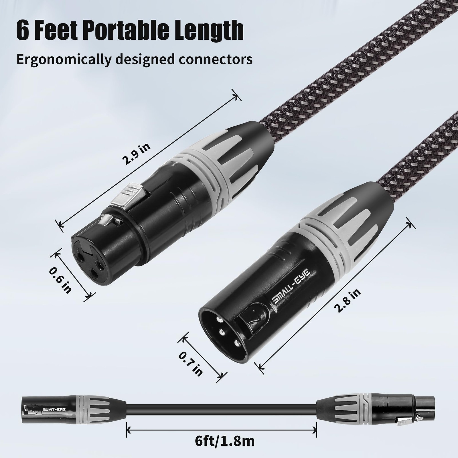 XLR Cables for Microphone 6 ft 6 Pack – Premium Braided Balanced XLR Mic Cabl...