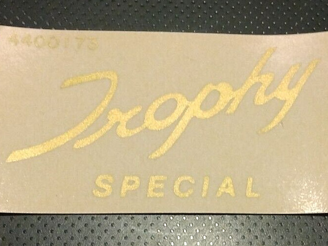 Trophy Special gold script top tank/toolbox panel sticker 1968 TR6C each