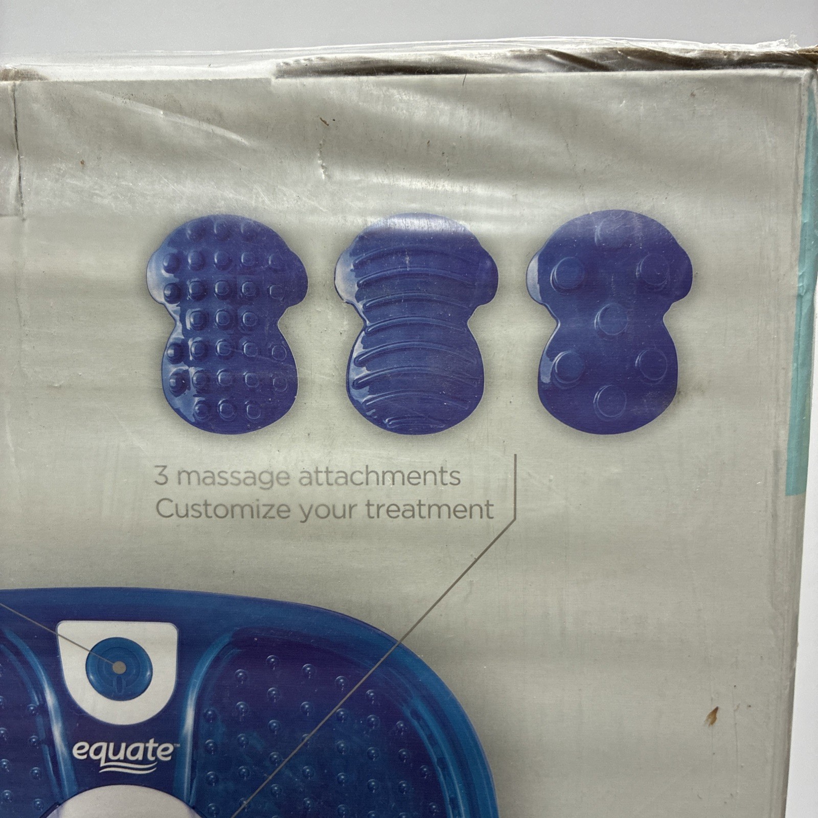Equate Bubble Massage Foot Bath, Heat, Toe-Touch Control, 3 Attachments