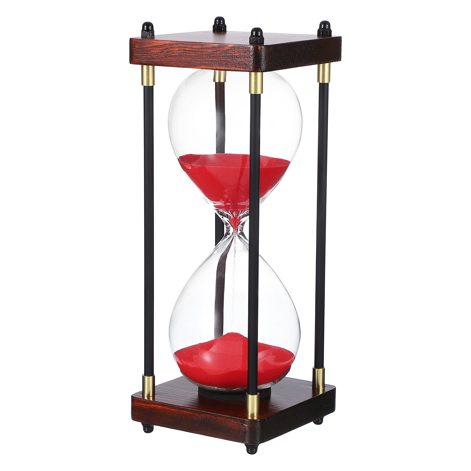 Large Decorative Sand Timer, 60 Min Modern Wooden Hour Glass, Red(Style 2)
